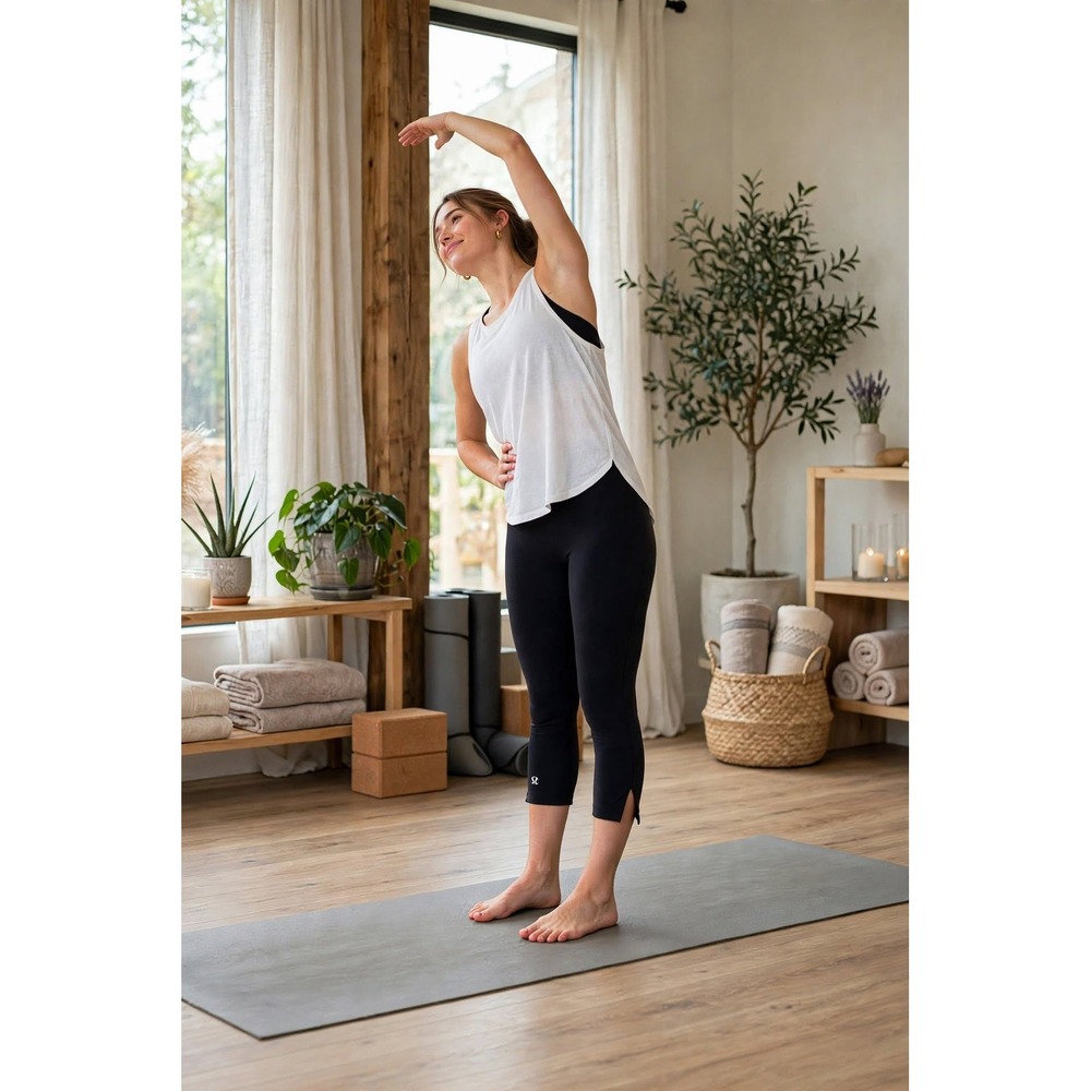 Lululemon Womens Small Capri Stretch Pants Black Split Hem Athleisure Yoga